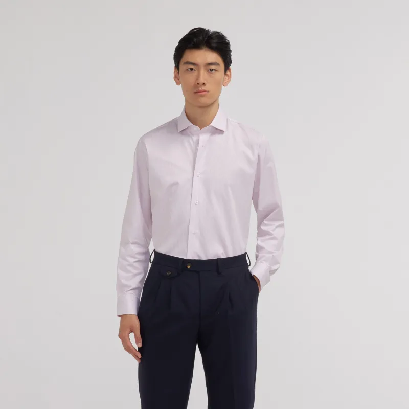 Chemise en twill double retors à fines rayures rouges made by Hast Paris