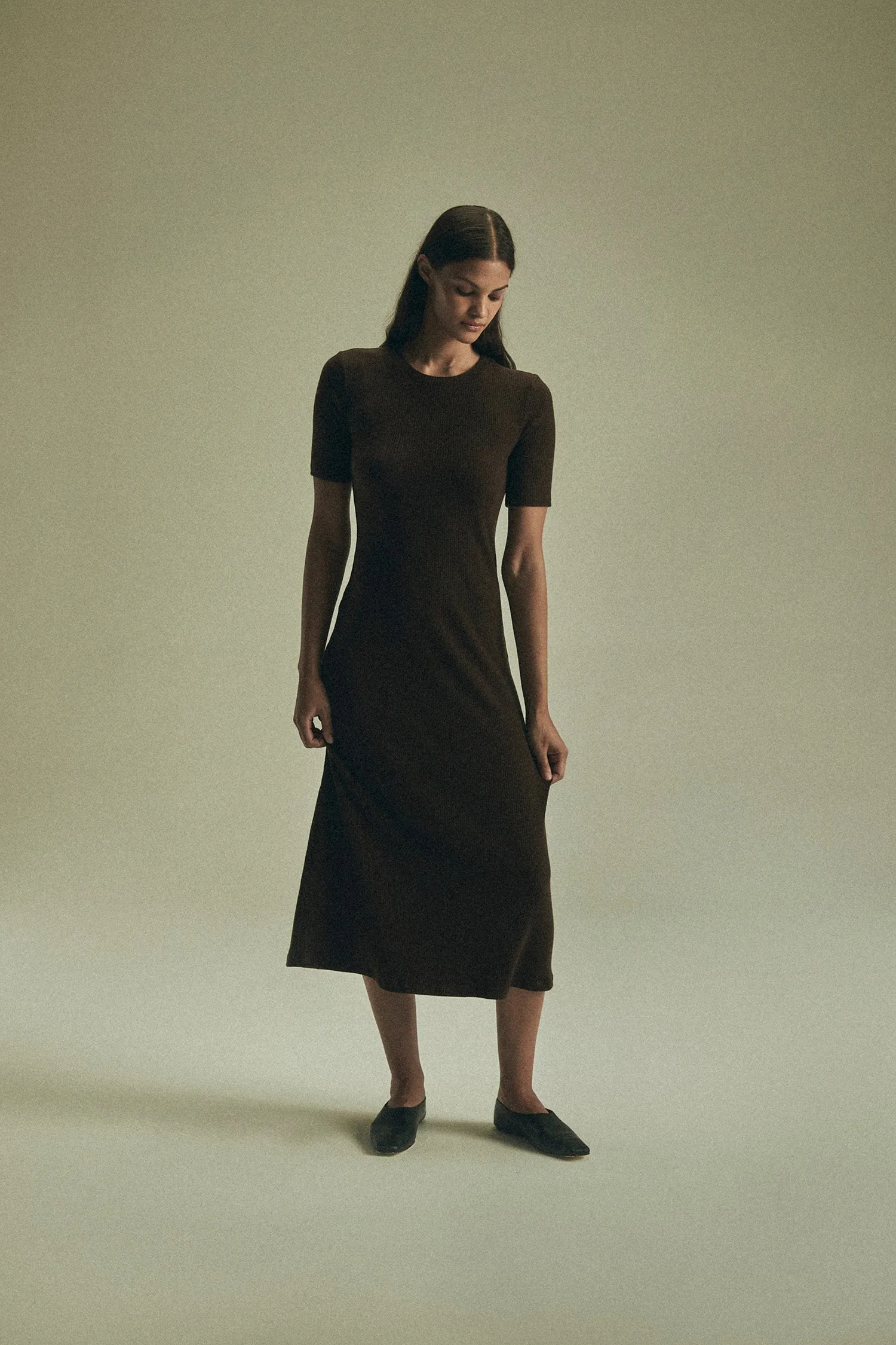 Short-Sleeve Midi Dress in Tencel Rib Knit sold by Anemos product image thumbnail 3