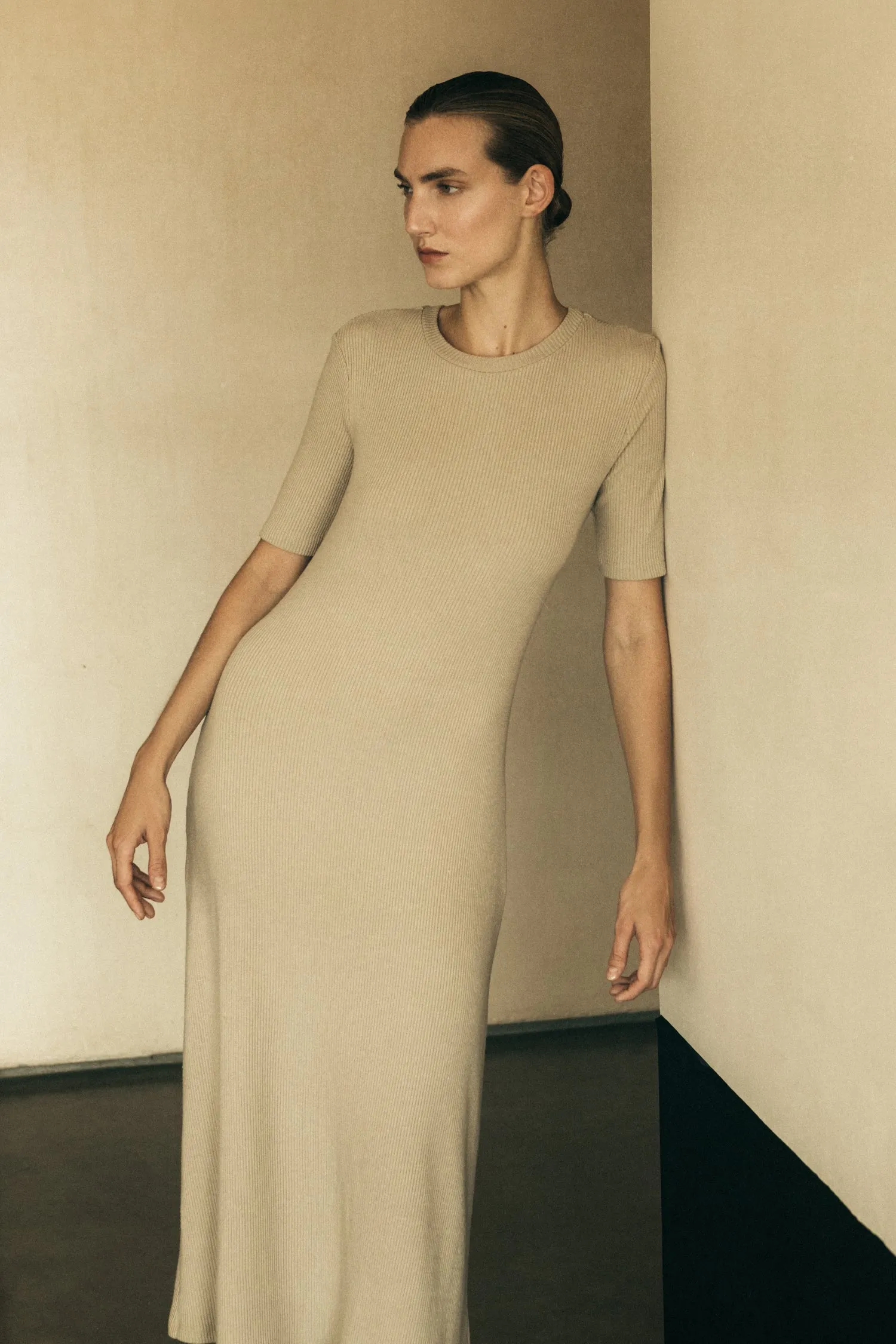 Short-Sleeve Midi Dress in Tencel Rib Knit sold by Anemos product image thumbnail 2