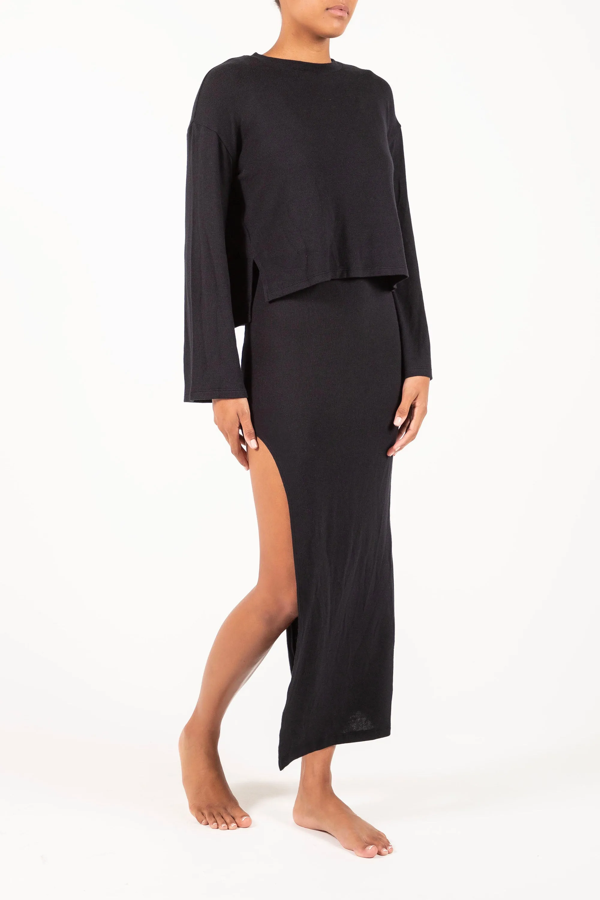 Bell Sleeve Boxy Crop Sweater in Modal Knit sold by Anemos product image thumbnail 3