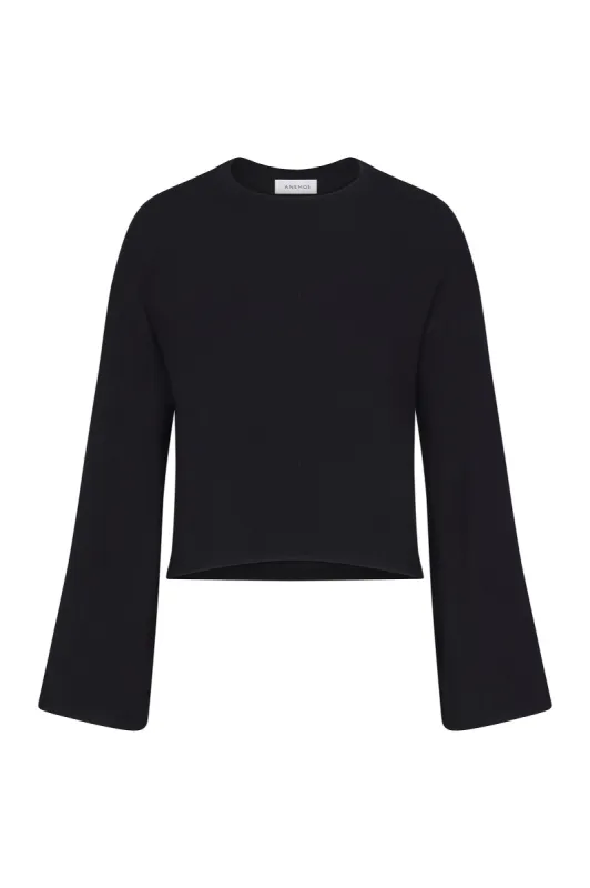 Bell Sleeve Boxy Crop Sweater in Modal Knit sold by Anemos
