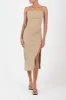 Nadege Draped Midi Dress in Textured Stretch sold by Anemos