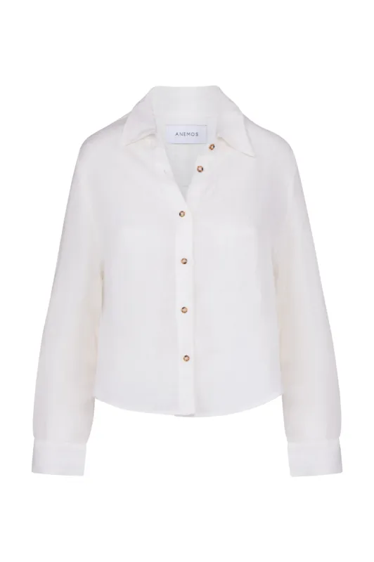 Phillips Long Sleeve Button-Down Shirt in Linen Cupro made by Anemos