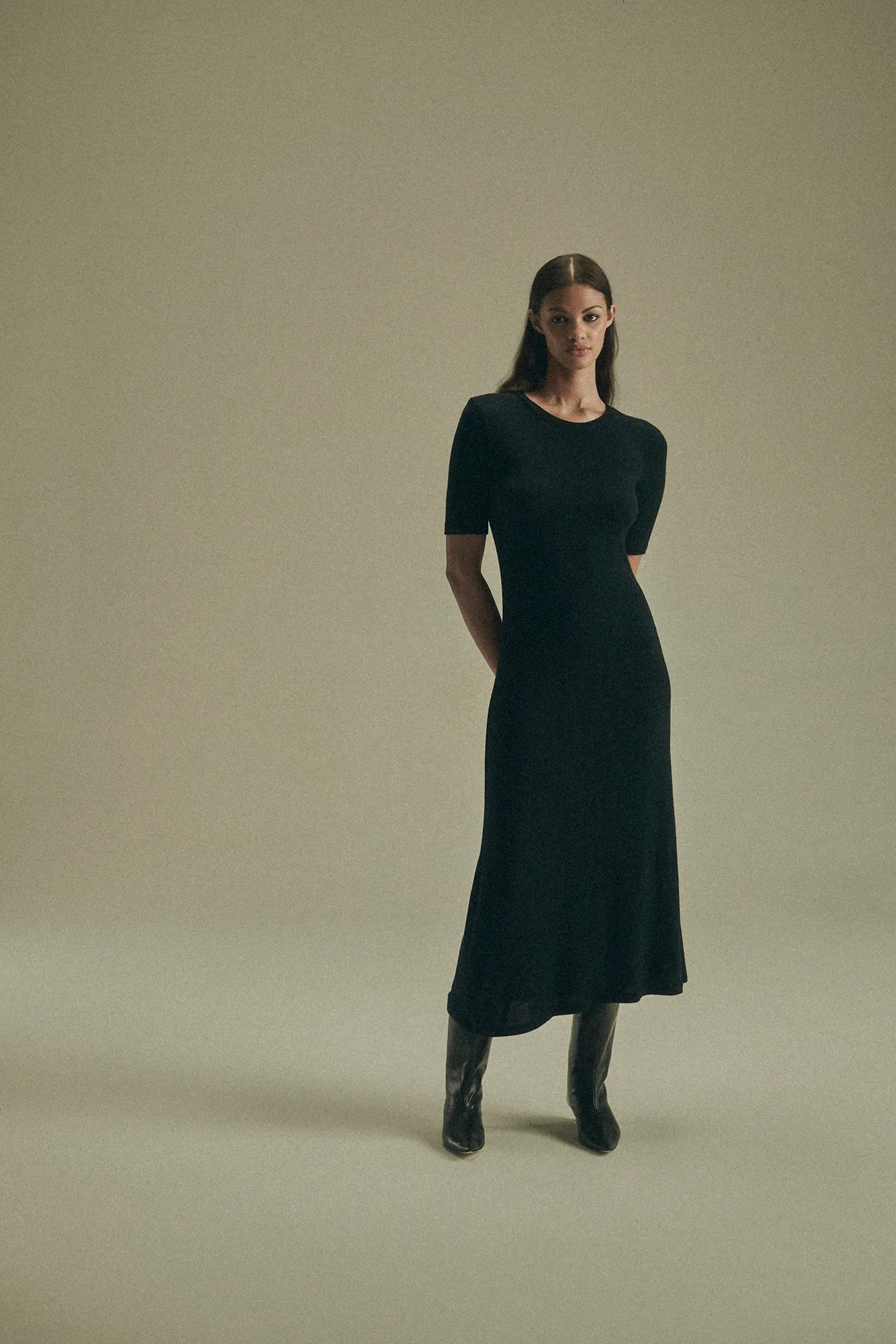 Short-Sleeve Midi Dress in Modal Knit sold by Anemos product image thumbnail 2