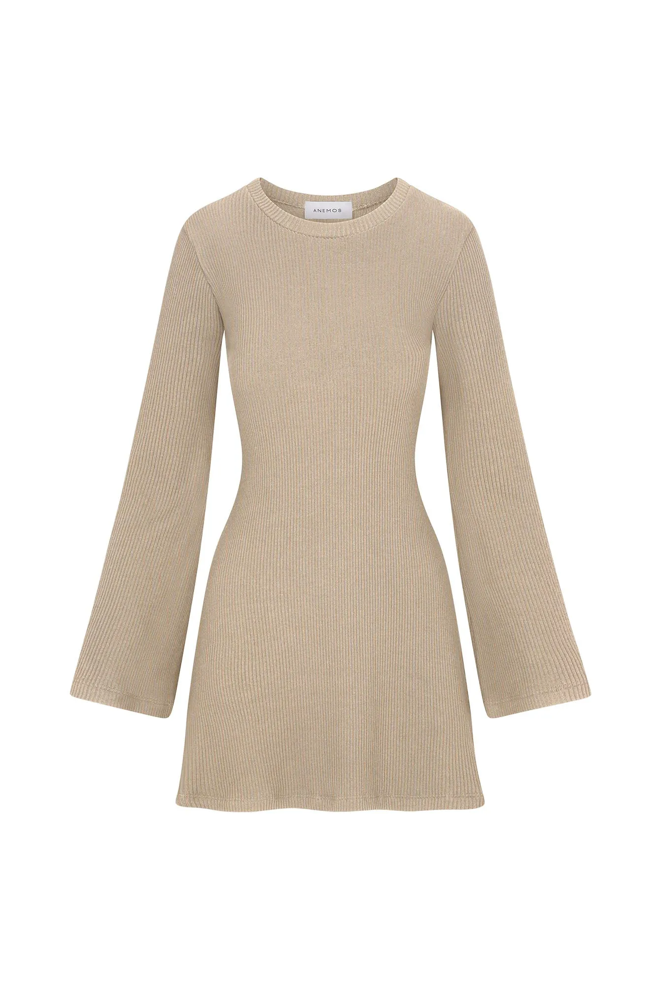 Bell Sleeve Mini Dress in Tencel Rib Knit sold by Anemos
