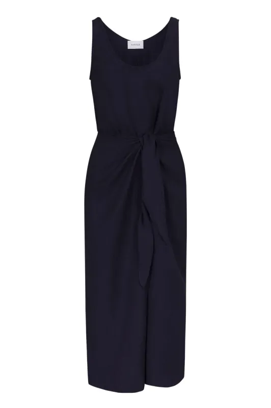 D.K. Midi Wrap Dress in Linen Cupro sold by Anemos