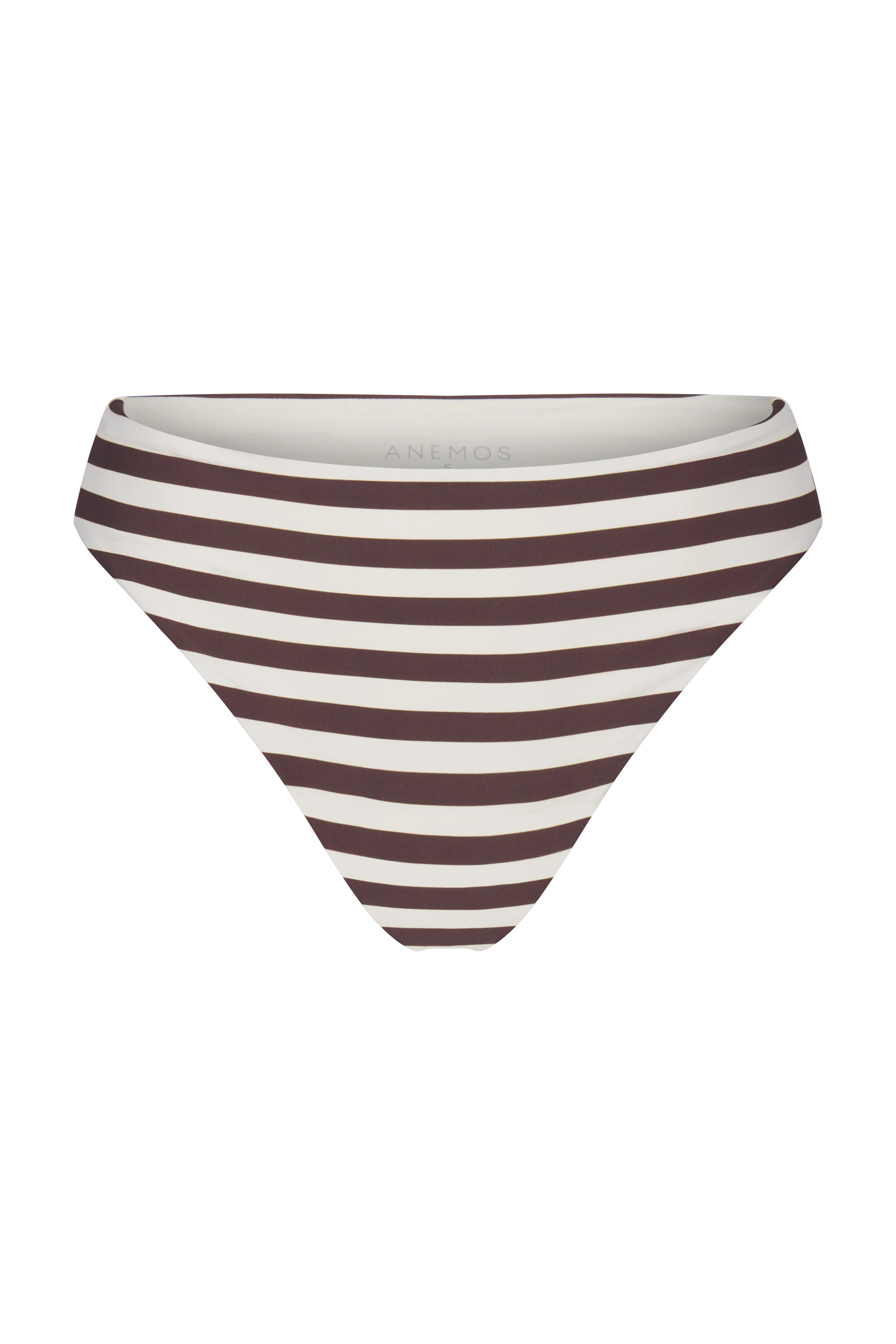 Midi High-Cut Bikini Bottom In Espresso Even Stripes sold by Anemos