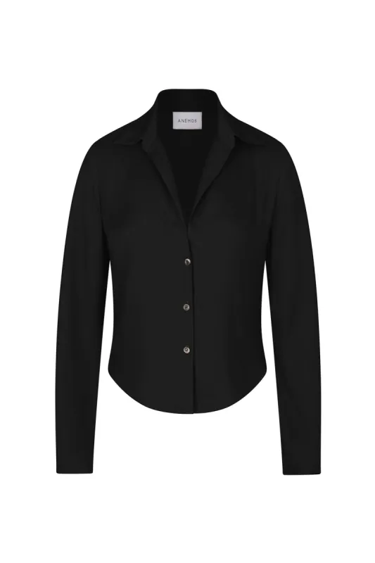 Fitted Button-Down Shirt in Matte Crepe sold by Anemos