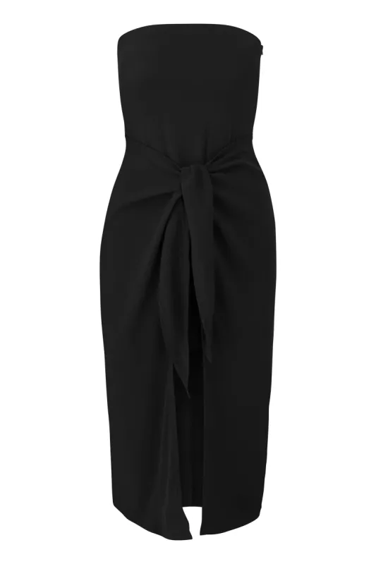 Strapless D.K. Midi Wrap Dress in Stretch Cupro sold by Anemos
