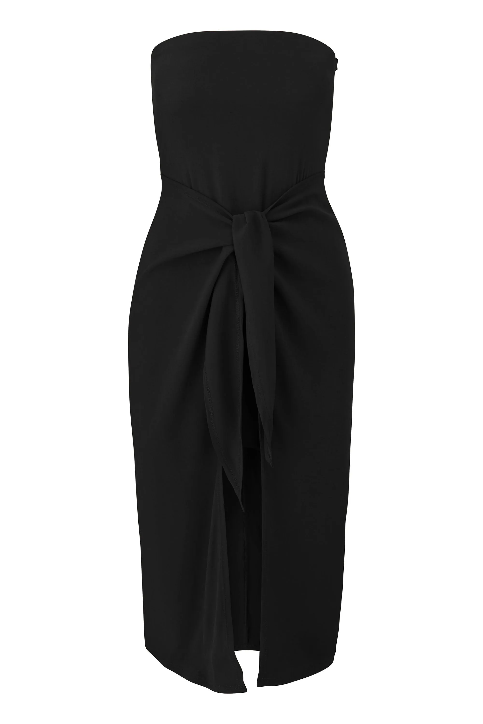 Strapless D.K. Midi Wrap Dress in Stretch Cupro sold by Anemos