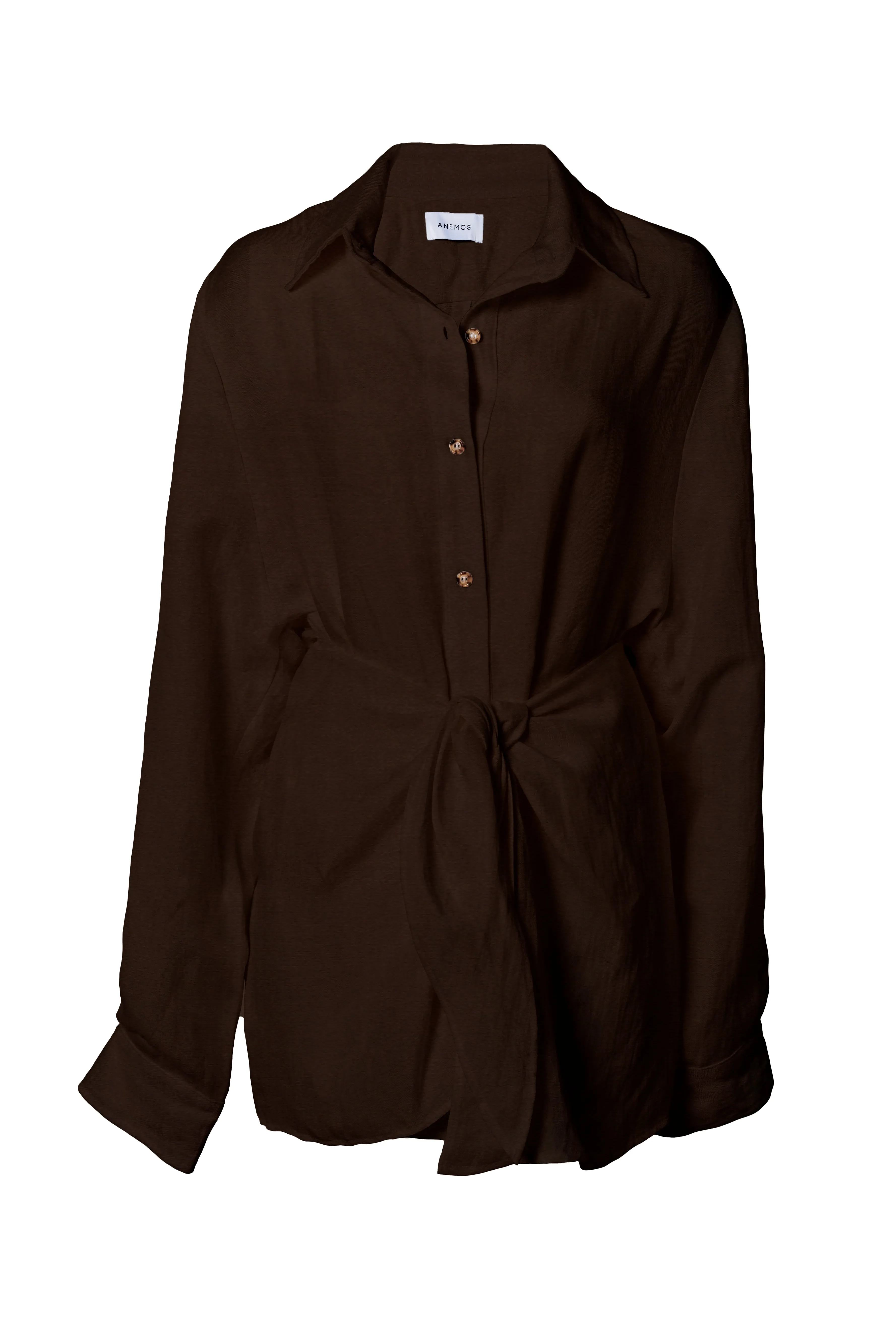 L.A. Button-Down Wrap Mini Dress in Cupro Linen Blend sold by Anemos product image thumbnail 5