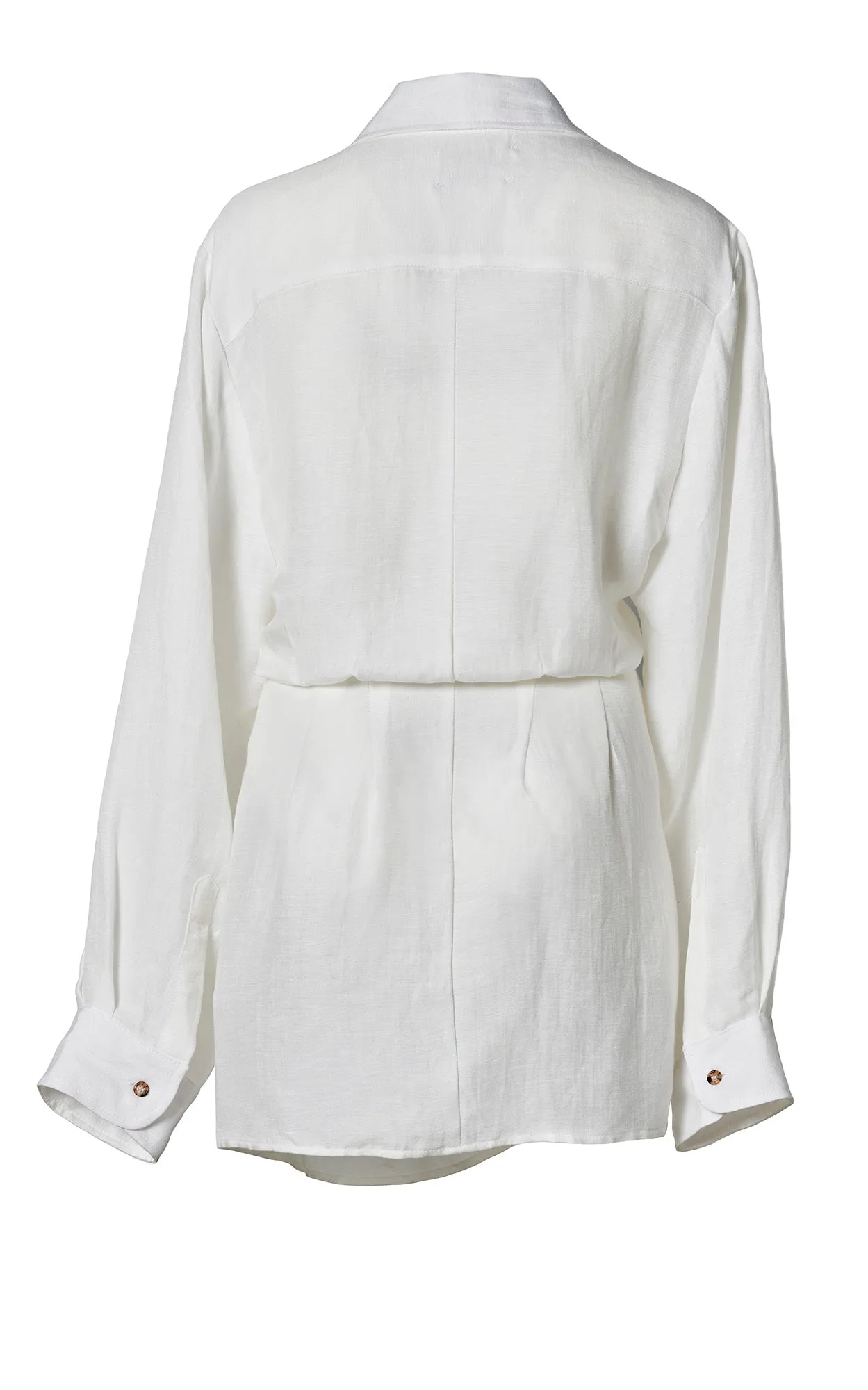 L.A. Button-Down Wrap Mini Dress in Cupro Linen Blend sold by Anemos product image thumbnail 3