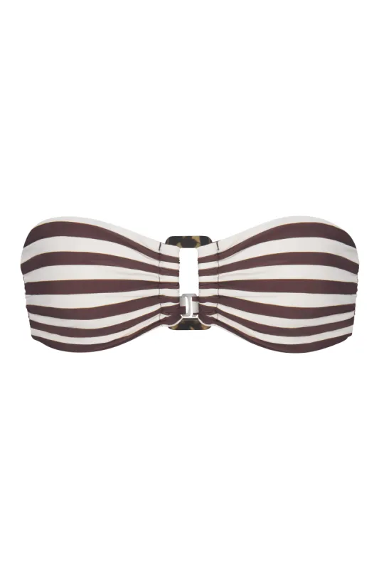 Tortoise Bandeau Bikini Top In Espresso Even Stripes sold by Anemos