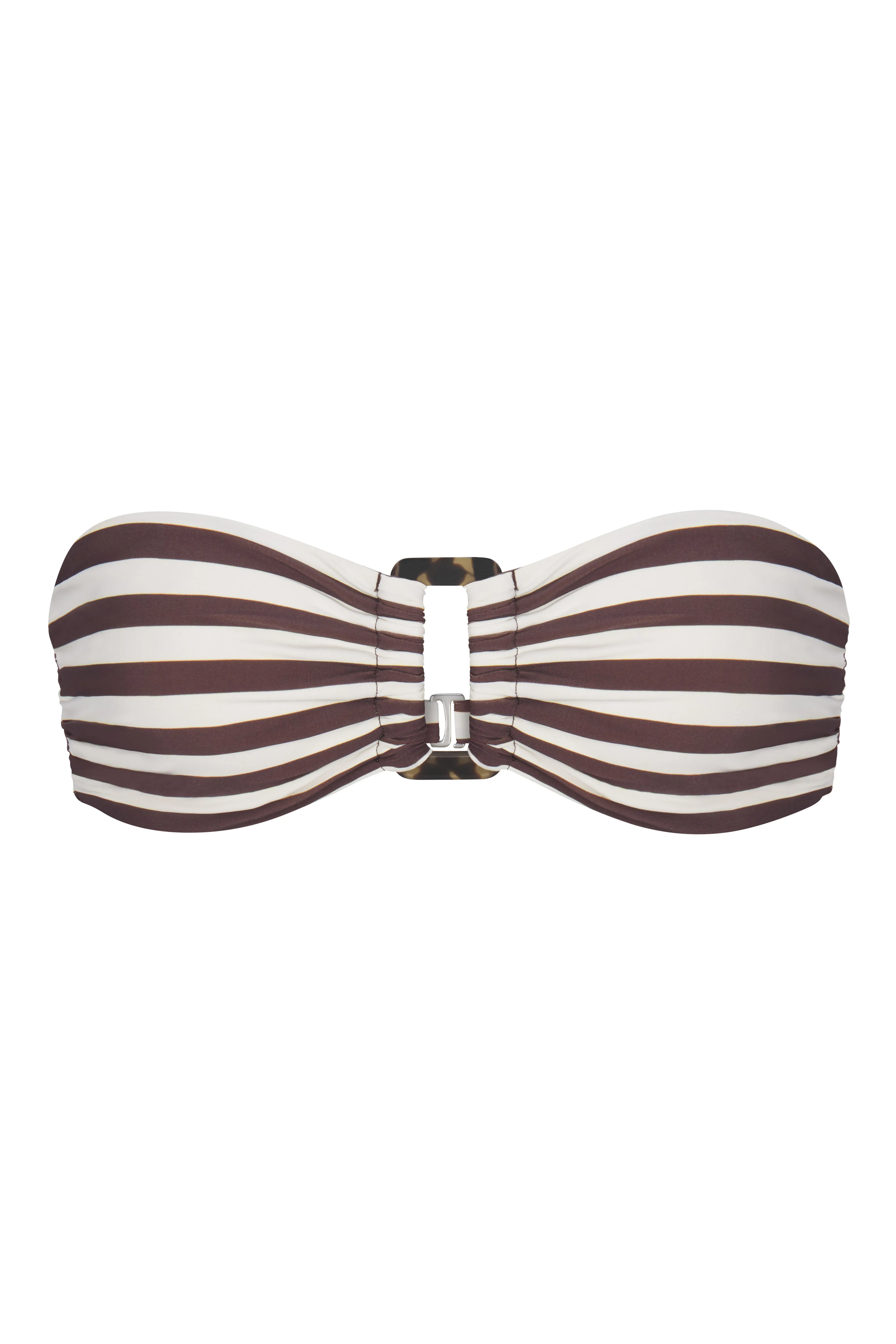 Tortoise Bandeau Bikini Top In Espresso Even Stripes sold by Anemos