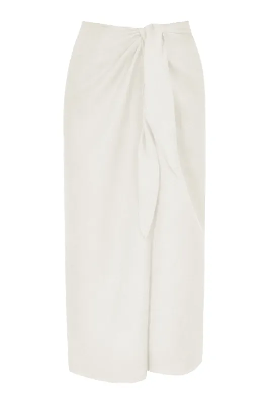 The Wrap Midi Skirt Cover Up in Linen Cupro Blend sold by Anemos