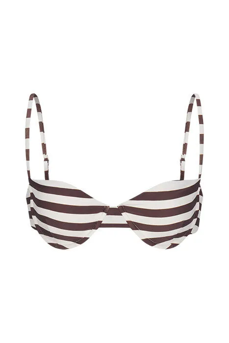 Balconette Underwire Bikini Top in Espresso Even Stripes sold by Anemos