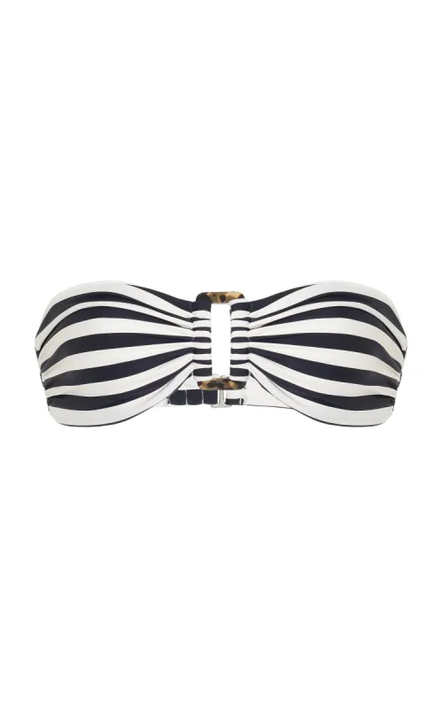 Tortoise Bandeau Bikini Top In Black Even Stripes sold by Anemos