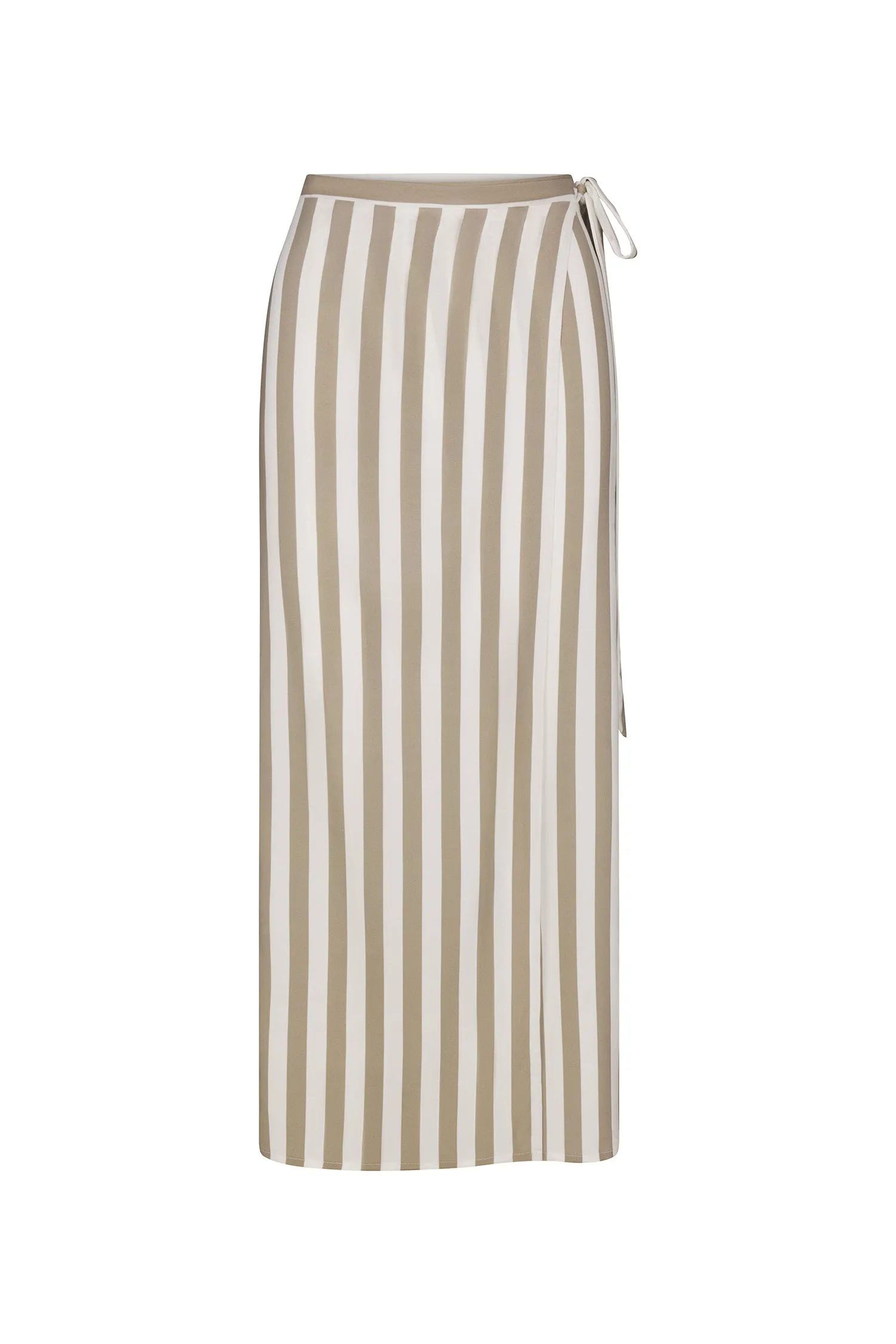 Wrap Tie Maxi Skirt in Striped Stretch Twill sold by Anemos