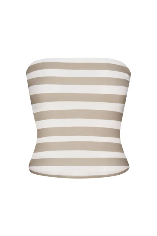 Ritts Strapless Top in Striped Stretch Twill sold by Anemos