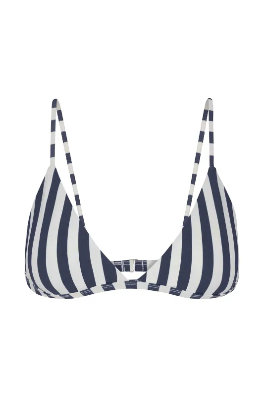 Classic Triangle Bikini Top in Marine Vertical Stripes sold by Anemos