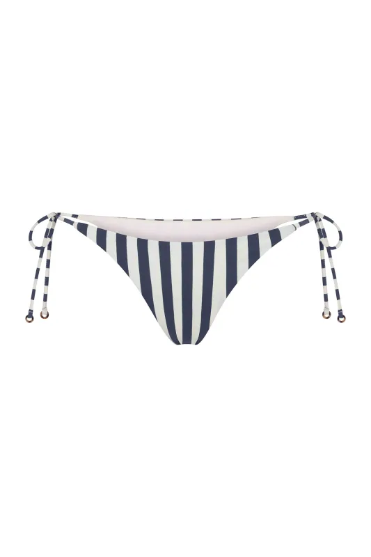 String Tie Bikini Bottom in Marine Vertical Stripes sold by Anemos