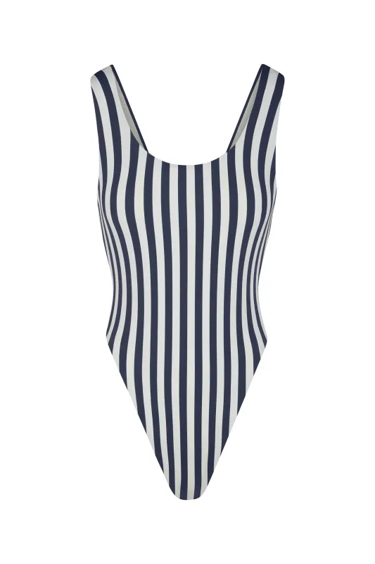 PREORDER: Hume One-Piece in Marine Vertical Stripes sold by Anemos