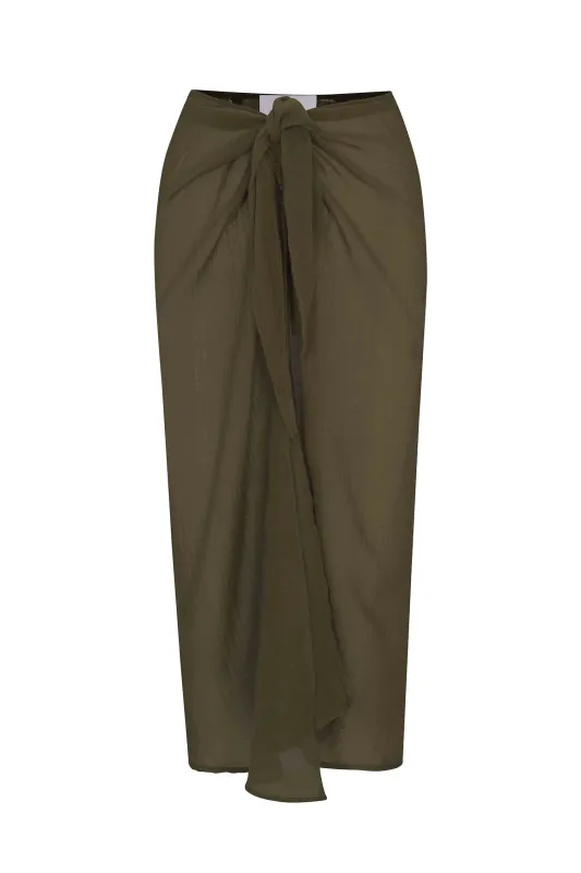 Wrap Midi Skirt Cover Up in Woven Cotton Gauze sold by Anemos