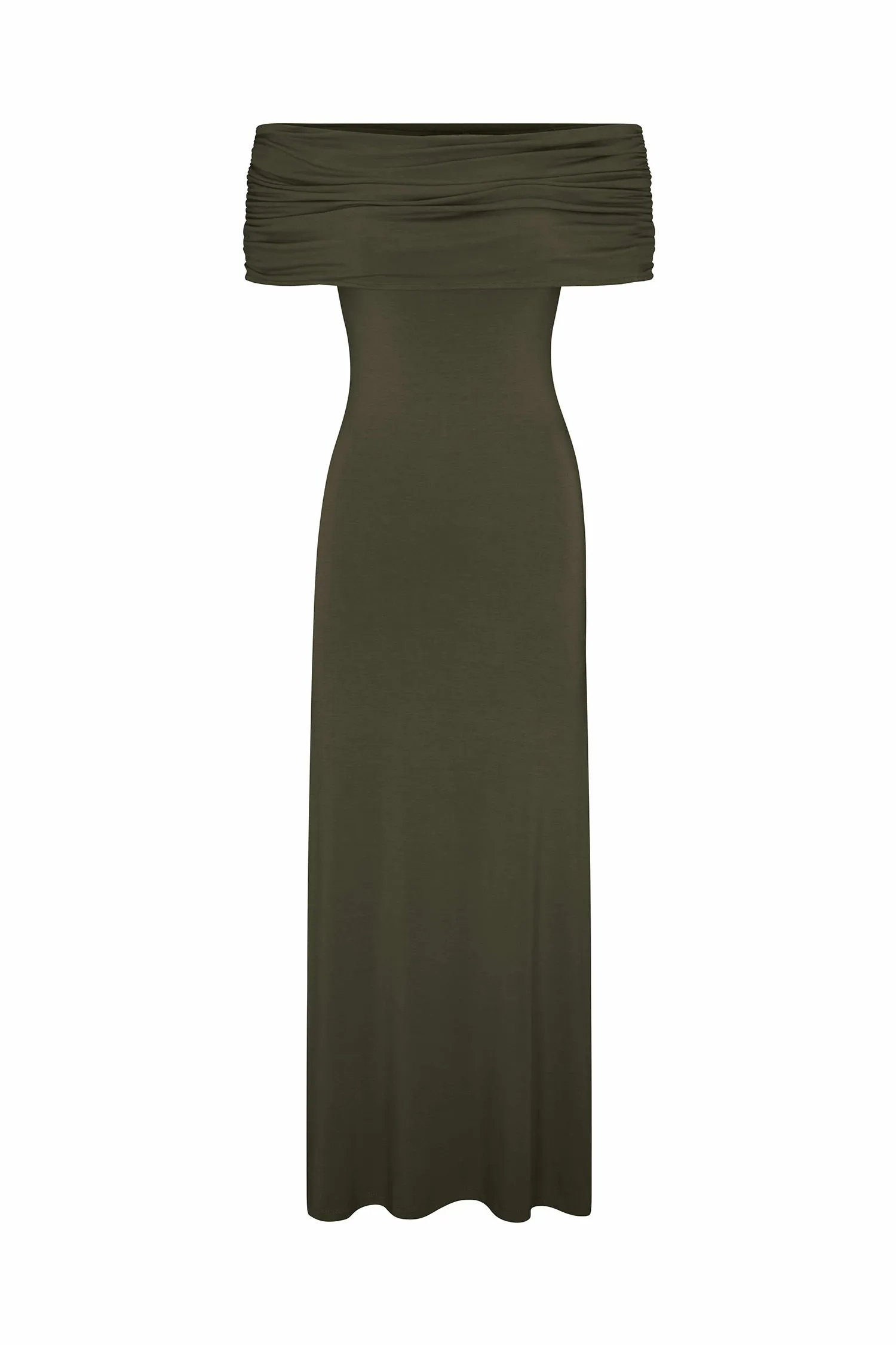 Ruched Off-The-Shoulder Maxi Dress in Compact Jersey sold by Anemos product image thumbnail 4
