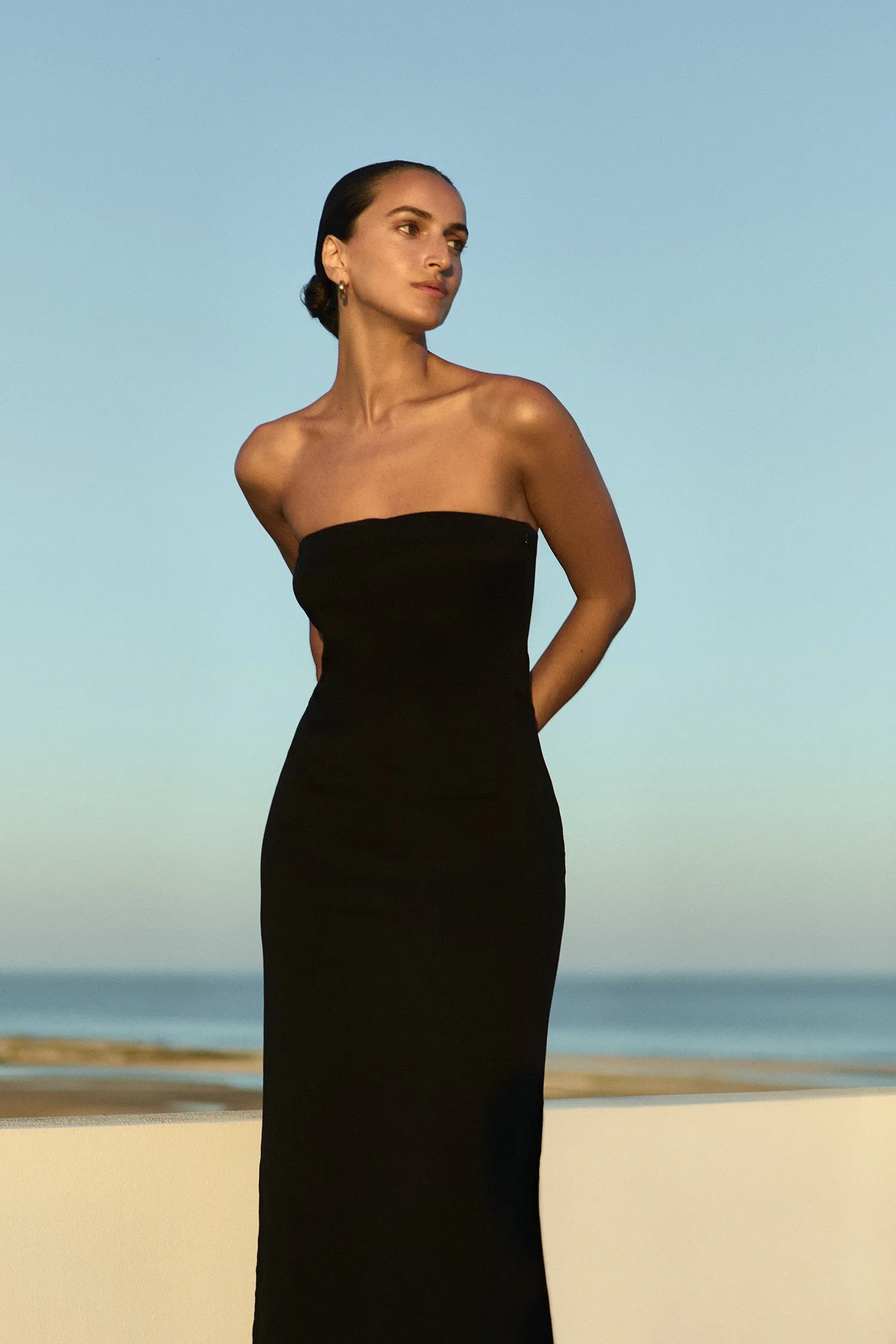 Strapless Midi Dress in Stretch Twill sold by Anemos product image thumbnail 2