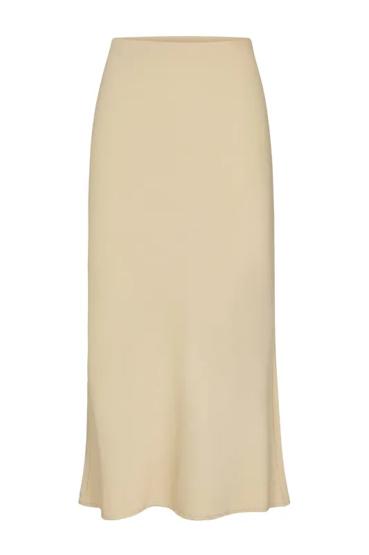 Rey Bias-Cut Skirt in Fluid Stretch Sateen sold by Anemos