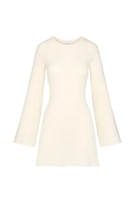 Bell Sleeve Mini Dress in Crochet Knit made by Anemos