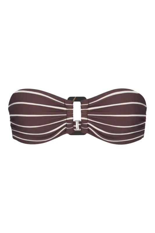 Tortoise Bandeau Bikini Top In Espresso Odd Stripes sold by Anemos