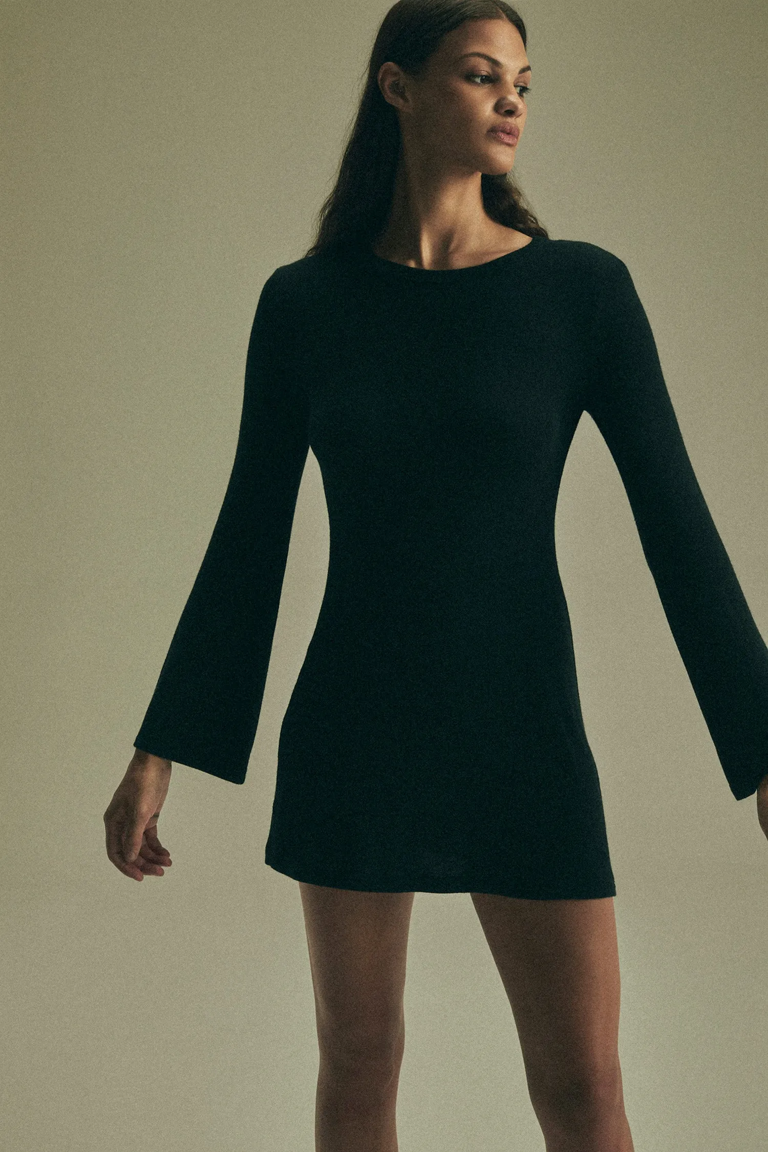 Bell Sleeve Mini Dress in Modal Knit sold by Anemos product image thumbnail 2