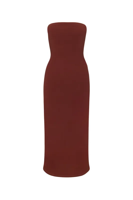 Strapless Tie Back Dress in Stretch Cupro sold by Anemos