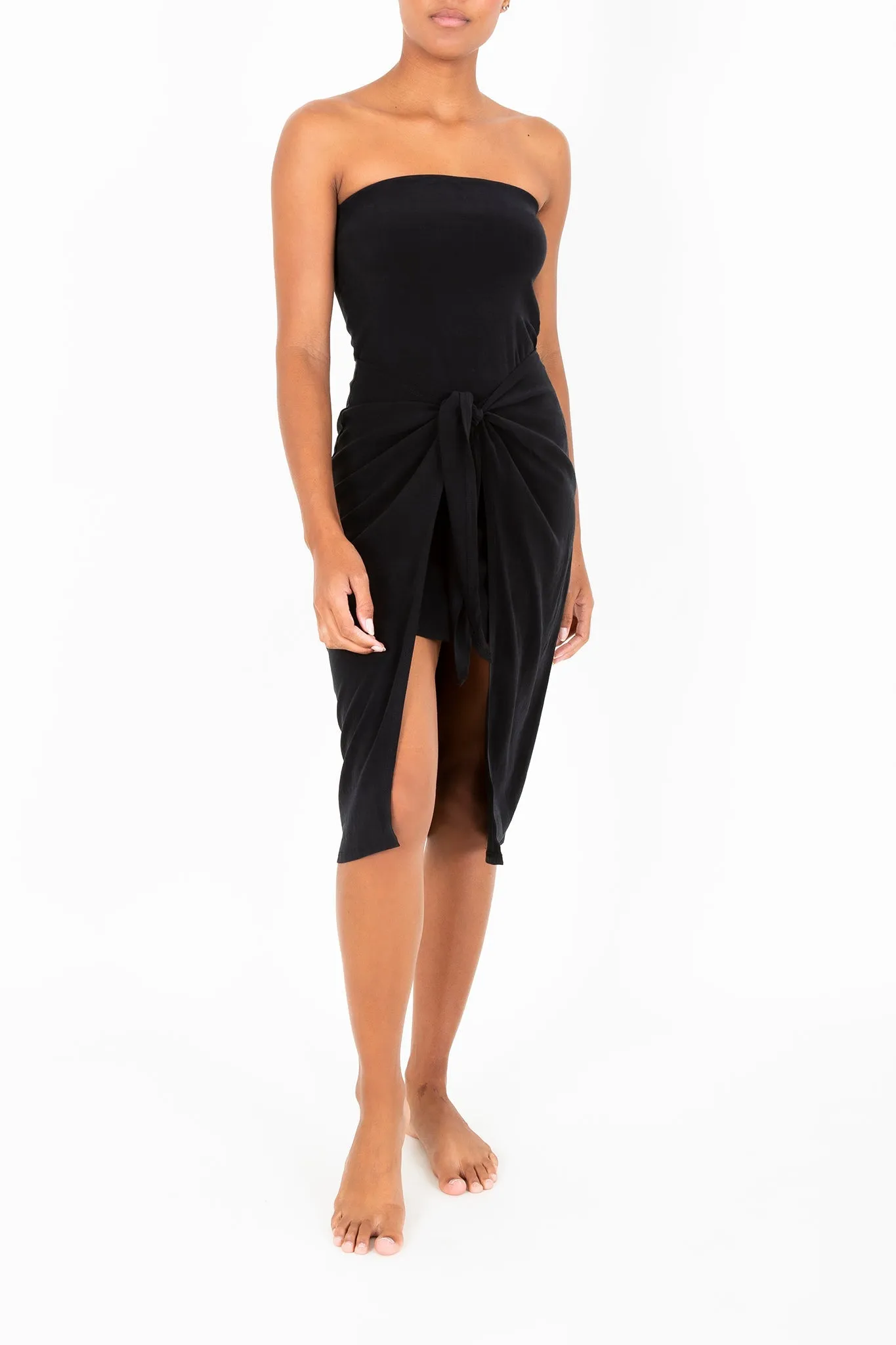 Strapless D.K. Midi Wrap Dress in Stretch Cupro sold by Anemos product image thumbnail 3