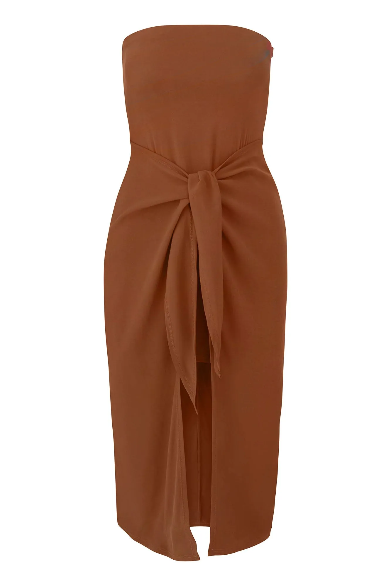 Strapless D.K. Midi Wrap Dress in Stretch Cupro sold by Anemos