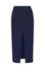 Front Slit Skirt in Stretch Linen sold by Anemos