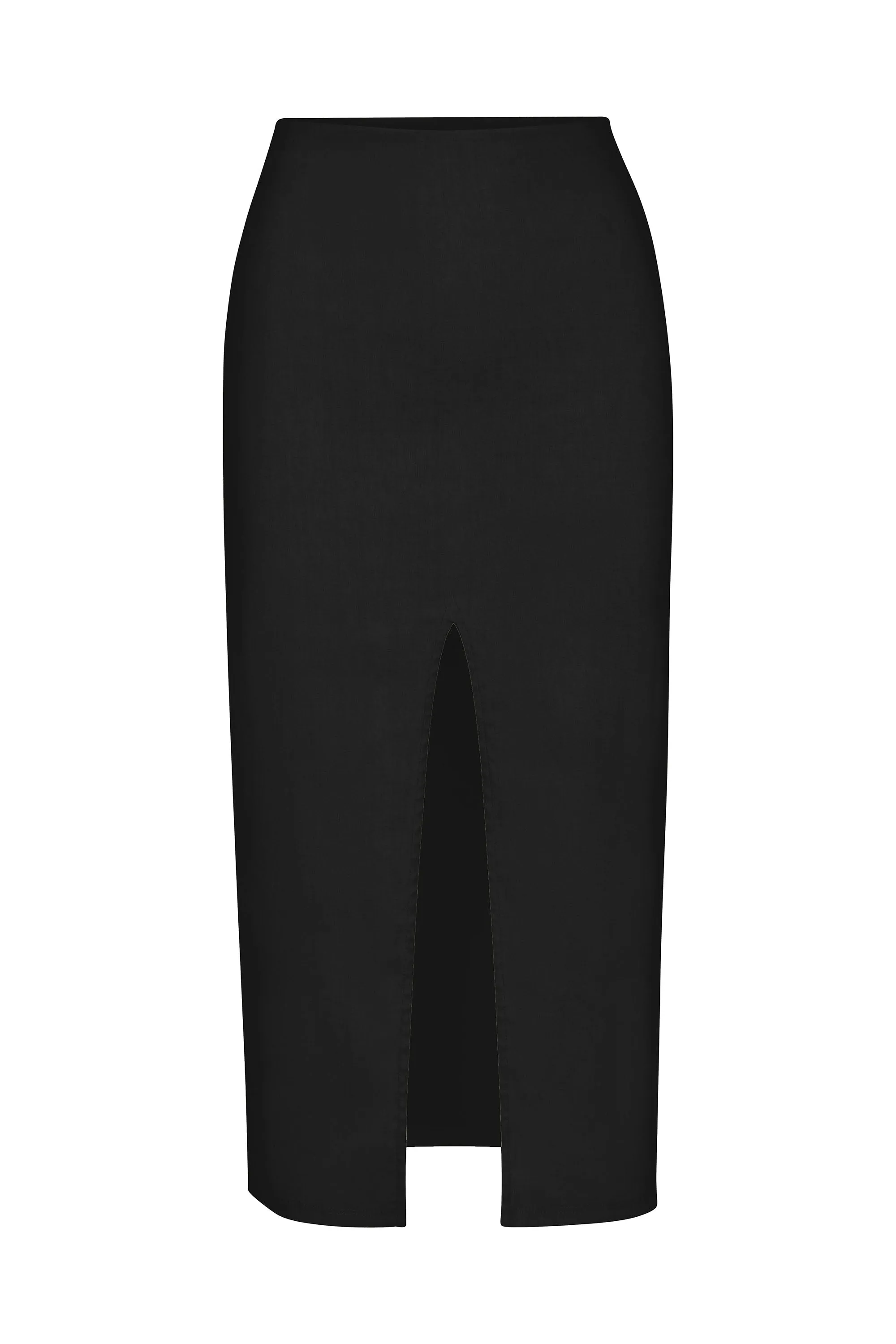 Front Slit Skirt in Stretch Linen sold by Anemos