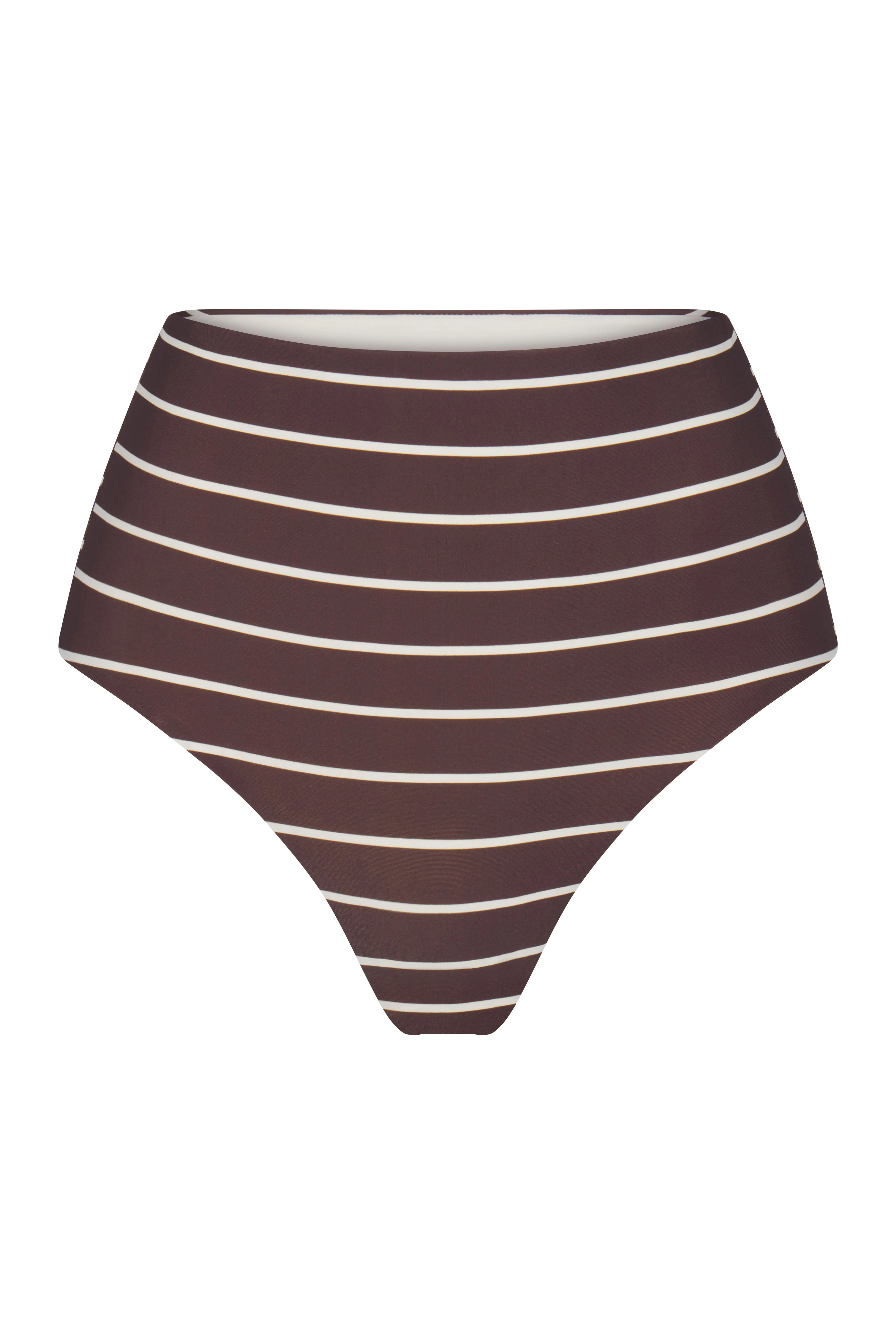 High-Waist Bikini Bottom in Espresso Odd Stripes sold by Anemos