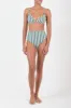 High-Waist Bikini Bottom in Green Vertical Stripes sold by Anemos