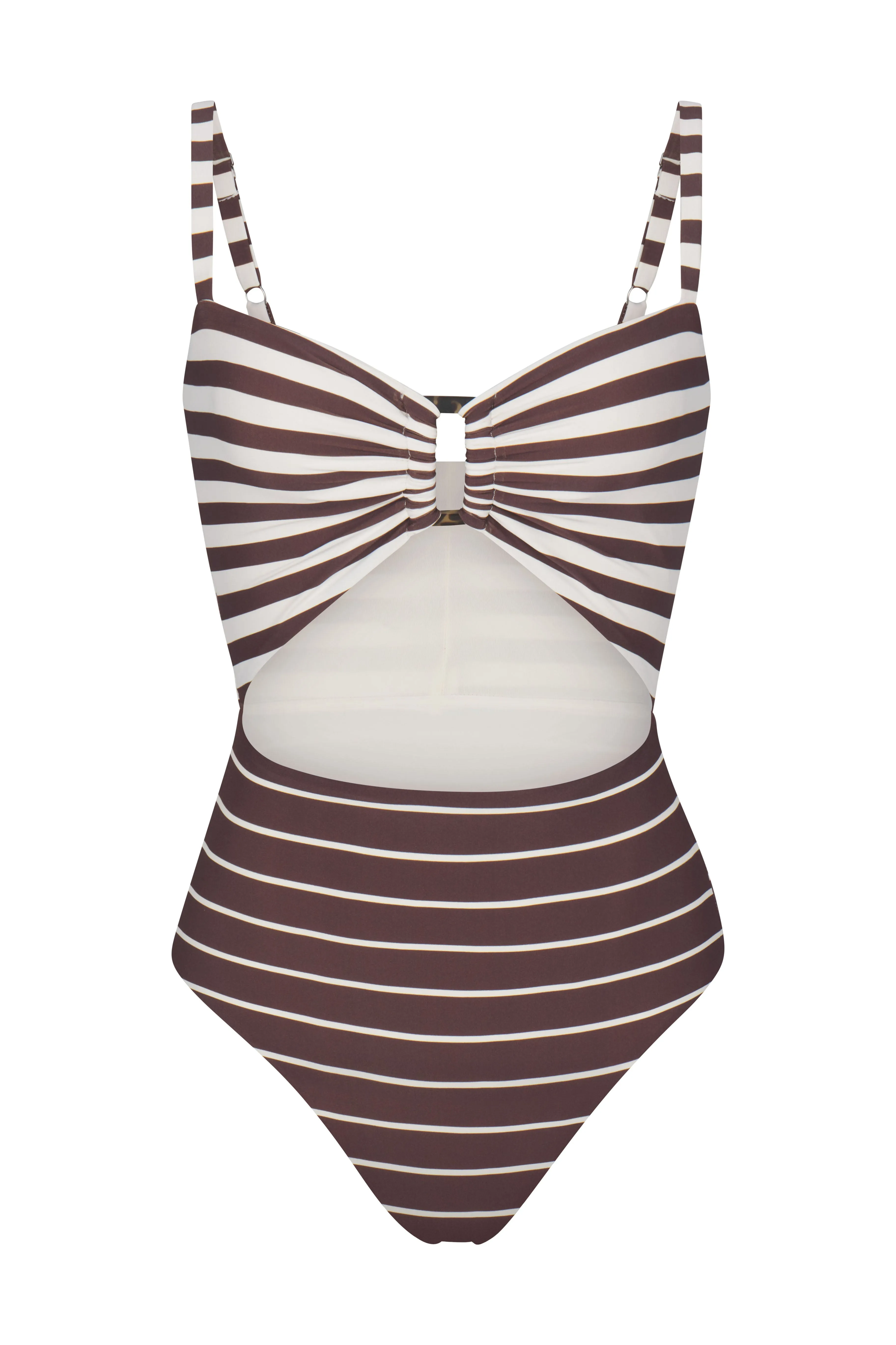 Tortoise Cutout One-Piece In Espresso Mixed Stripes sold by Anemos