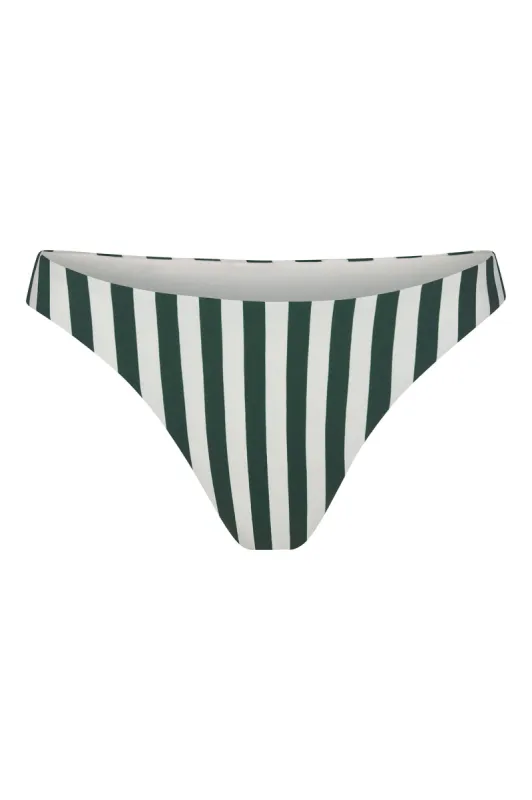Eighties High-Cut Bikini Bottom in Green Vertical Stripes sold by Anemos