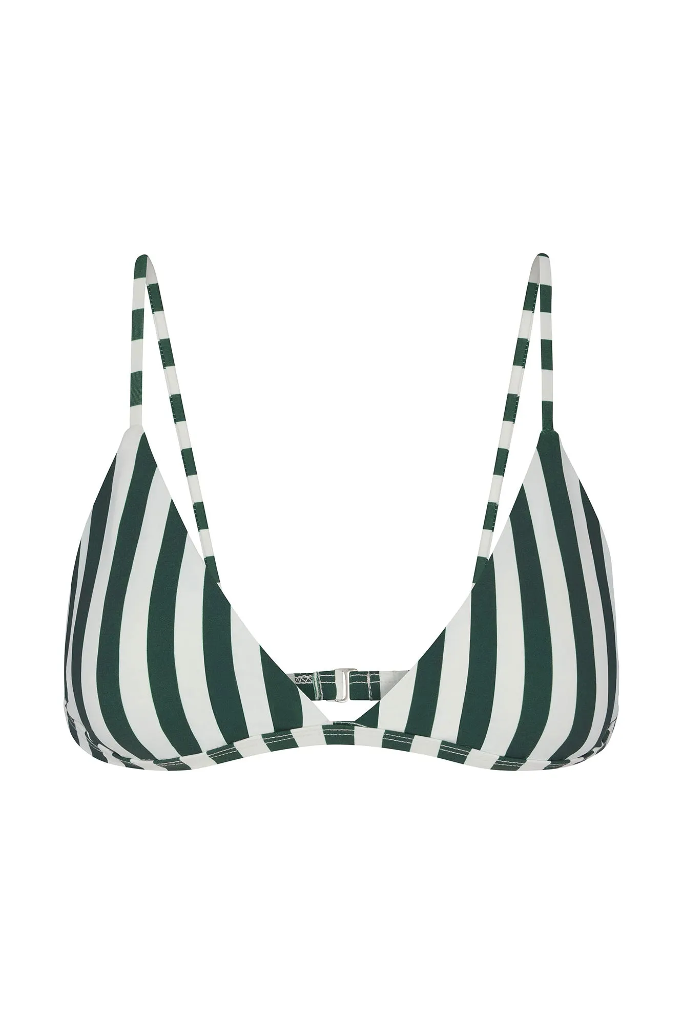 Classic Triangle Bikini Top in Green Vertical Stripes sold by Anemos