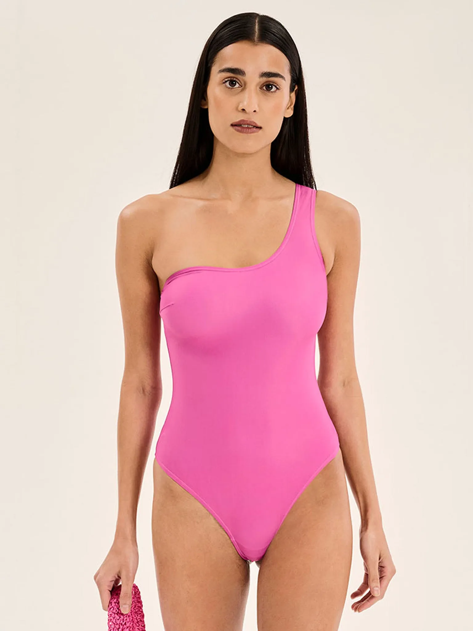 Zadie Hot Pink One Shoulder Swimsuit sold by Omnes