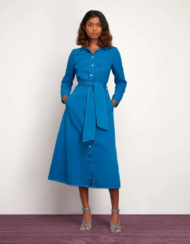 BCI Cotton Midi Dress in Blue sold by Omnes