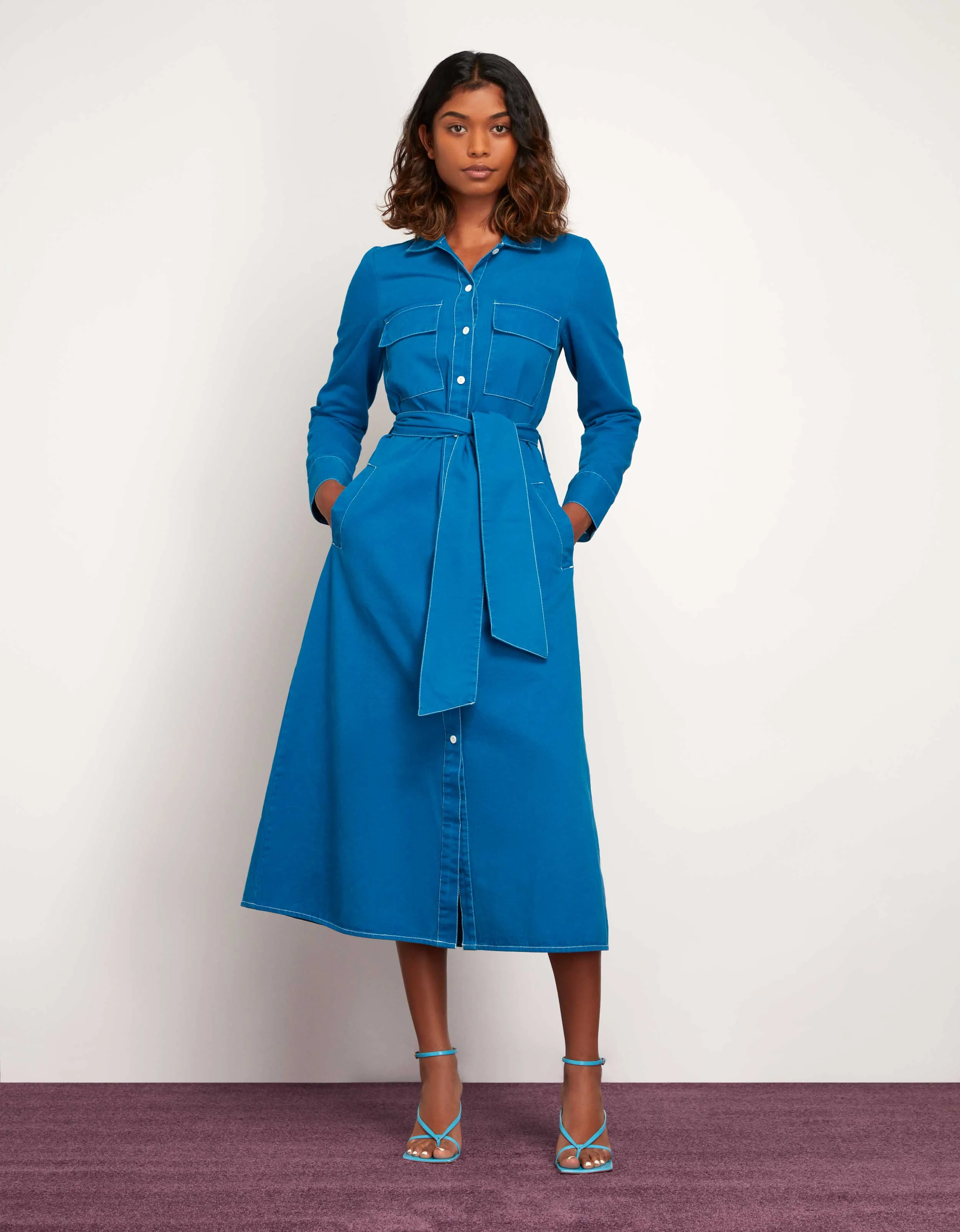 BCI Cotton Midi Dress in Blue sold by Omnes