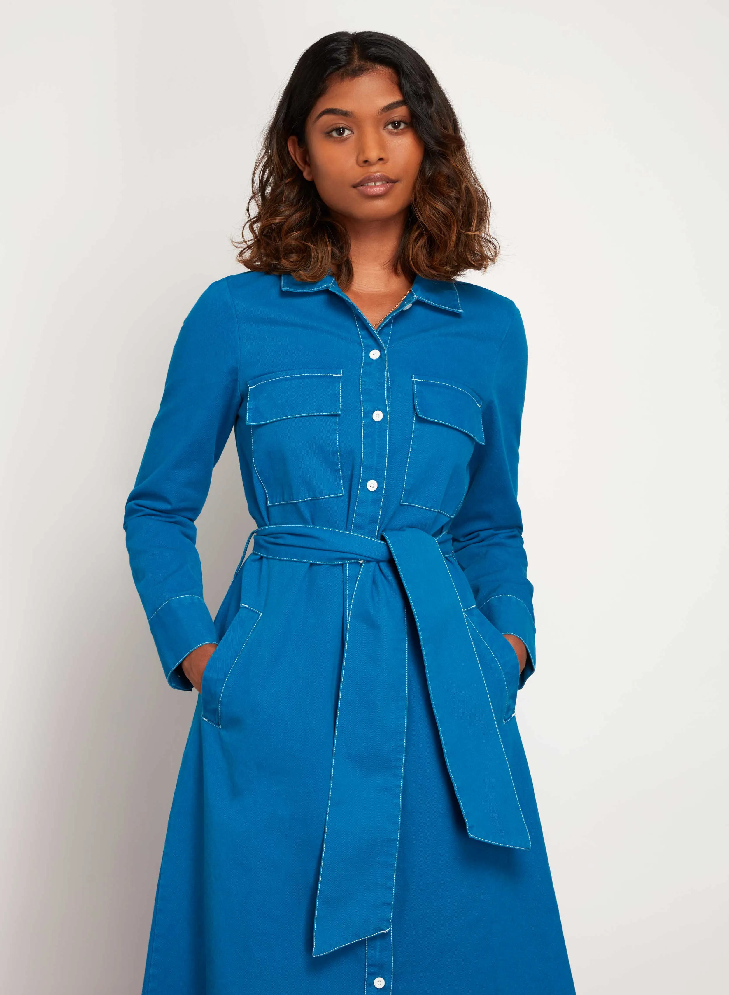 BCI Cotton Midi Dress in Blue sold by Omnes product image thumbnail 4