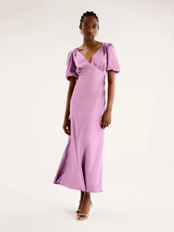 Rosie Puff Sleeve Dress in Lavender sold by Omnes