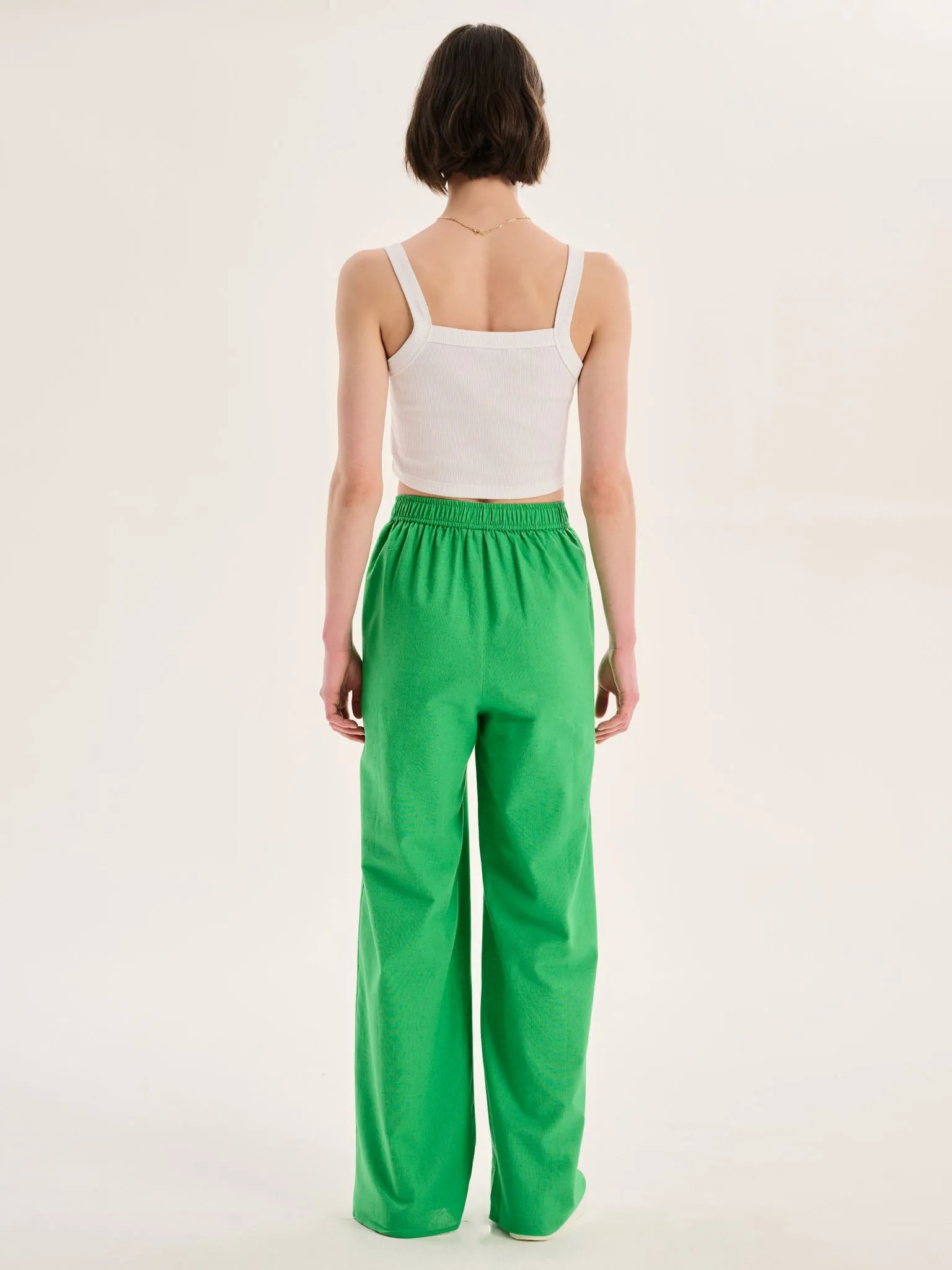 Ramela Elasticated Waist Linen Trouser in Green sold by Omnes product image thumbnail 3