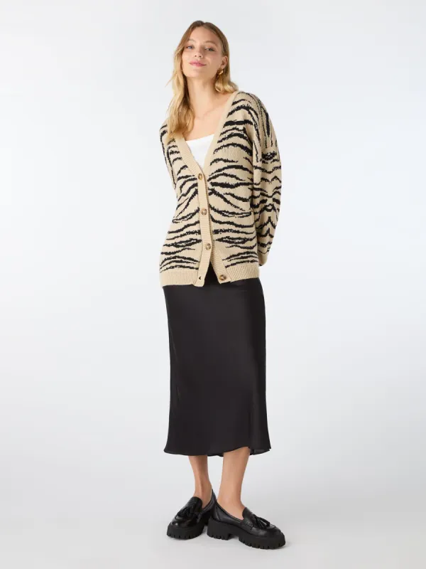 Amelia Oversized Zebra Cardigan in Beige sold by Omnes
